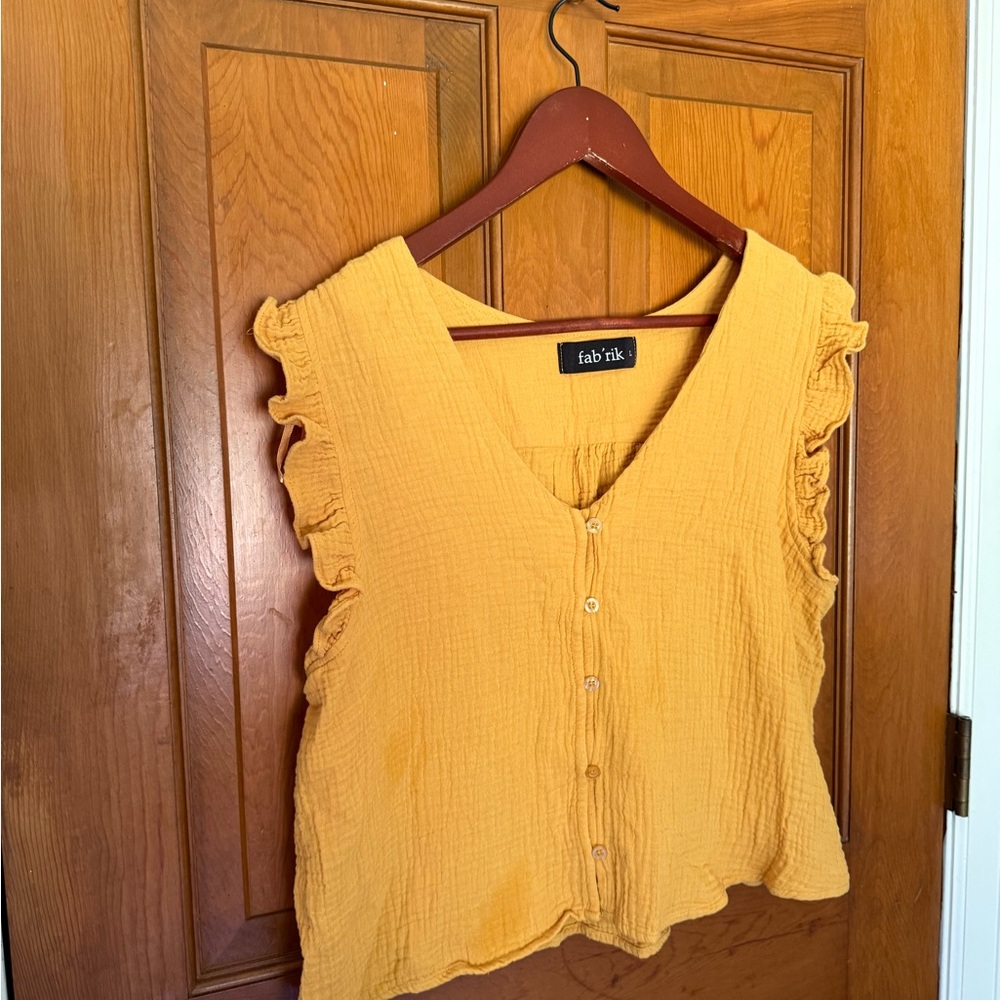 Fab'rik Yellow Ruffled Sleeveless Blouse